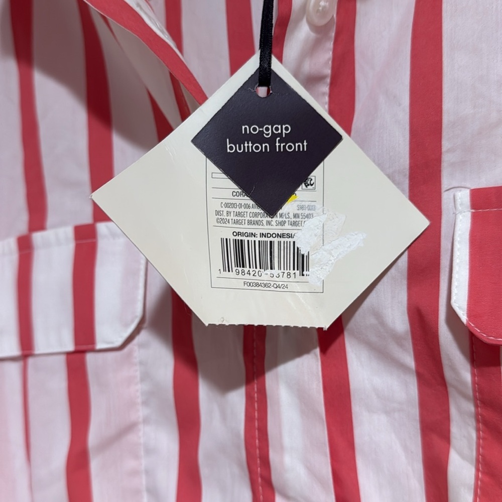 Ava & Viv Red and White Striped Button-Up - Picture 2 of 5